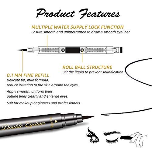 LOKFAR 6 Pcs Double-headed Liquid Eyeliner Stamp Pen Set, Eye Liners for Wome...