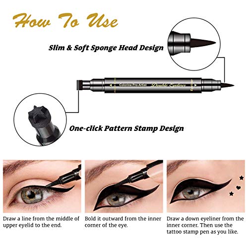 LOKFAR 6 Pcs Double-headed Liquid Eyeliner Stamp Pen Set, Eye Liners for Wome...