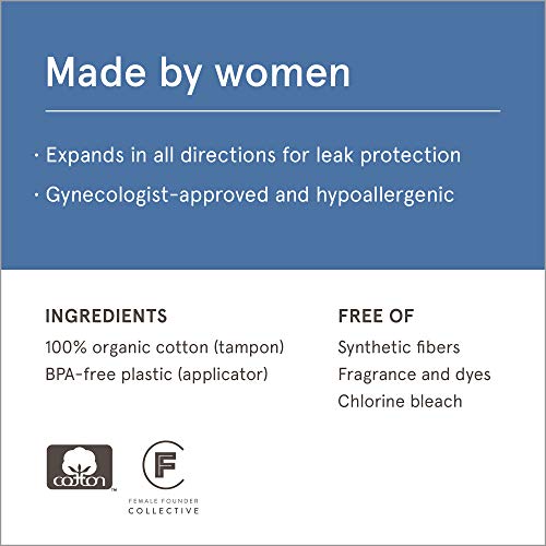 LOLA Organic Cotton Unscented Tampons, Super Absorbency - 40 Count - Natural ...