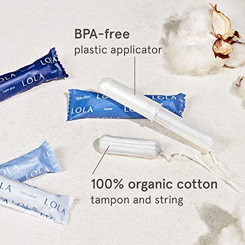 LOLA Organic Cotton Unscented Tampons, Super Absorbency - 40 Count - Natural ...