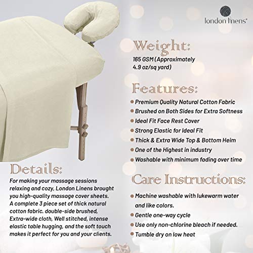 London Linens Extra Thick 3 Piece Set Massage Table Sheets Set - 100% Natural...