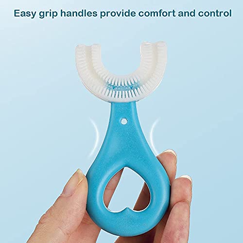 2PCS Kids U Shaped Toothbrush with Silicone Brush Head Whitening Massage Toot...