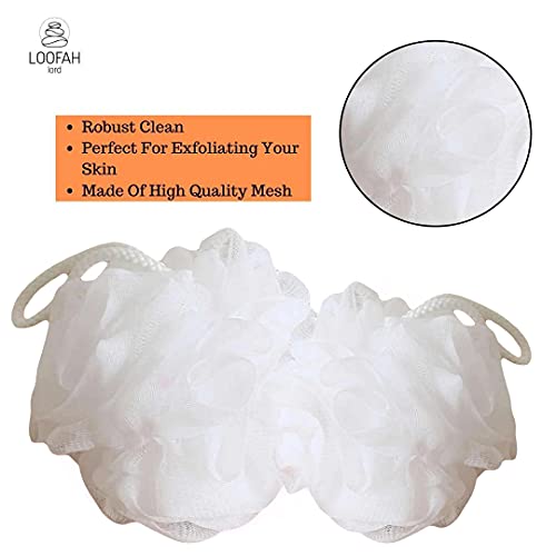 Loofah Lord 24 White Bath or Shower Sponge Loofahs Pouf Mesh Wholesale Bulk Lot