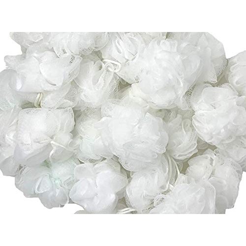 Loofah Lord 24 White Bath or Shower Sponge Loofahs Pouf Mesh Wholesale Bulk Lot