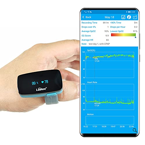 LOOKEE O2Ring Wearable Sleep Monitor - Bluetooth Health Tracker with Free APP...