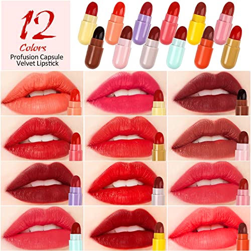 Mini Pill Lipstick, Waterproof Long Lasting Easy To Color Mini Capsule Lipstick