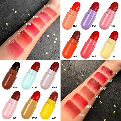 Mini Pill Lipstick, Waterproof Long Lasting Easy To Color Mini Capsule Lipstick