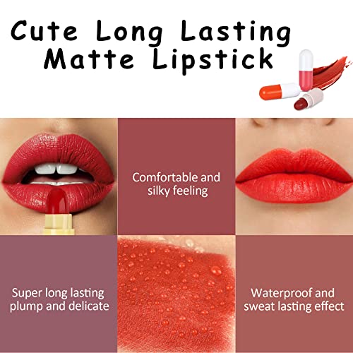 Mini Pill Lipstick, Waterproof Long Lasting Easy To Color Mini Capsule Lipstick