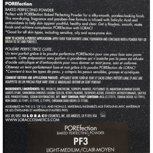 LORAC POREfection Baked Perfecting Powder, PF3 Light/Medium , 0.31 Ounce (Pac...
