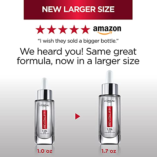 L’Oreal Paris 1.5% Pure Hyaluronic Acid Serum for Face with Vitamin C from Re...