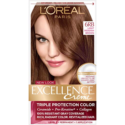 L'Oreal Paris Excellence Creme Permanent Hair Color, 6RB Light Reddish Brown,...