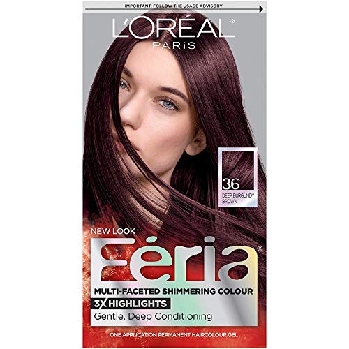 L'Oreal Paris Feria Multi-Faceted Shimmering Permanent Hair Color, 36 Deep Bu...