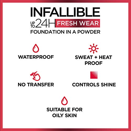 L'Oreal Paris Infallible Fresh Wear Foundation in a Powder, Up to 24H Wear, I...