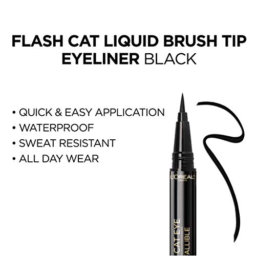 L'Oreal Paris Makeup Infallible Flash Cat Eye Waterproof Liquid Eyeliner, Black