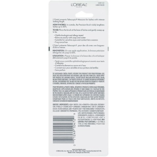 L'Oreal Paris Makeup Telescopic Original Lengthening Mascara, Black, 0.27 Fl ...