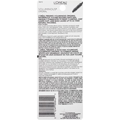 L'Oreal Paris Makeup Voluminous Original Volume Building Waterproof Mascara, ...