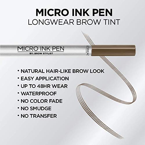 L'Oreal Paris Micro Ink Pen by Brow Stylist, Longwear Brow Tint, Hair-Like Ef...