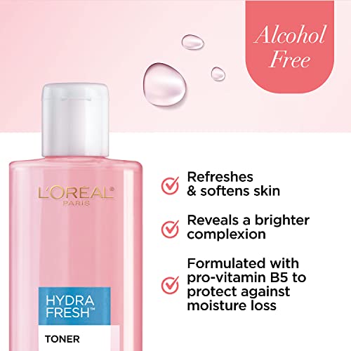 L'Oreal Paris Skincare HydraFresh Toner Face Toner, Alcohol Free Toner with P...