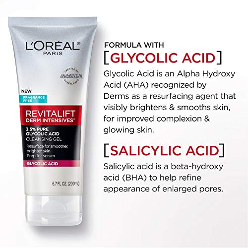 L'Oreal Paris Skincare Revitalift Derm Intensives Gel Cleanser with 3.5% Pure...