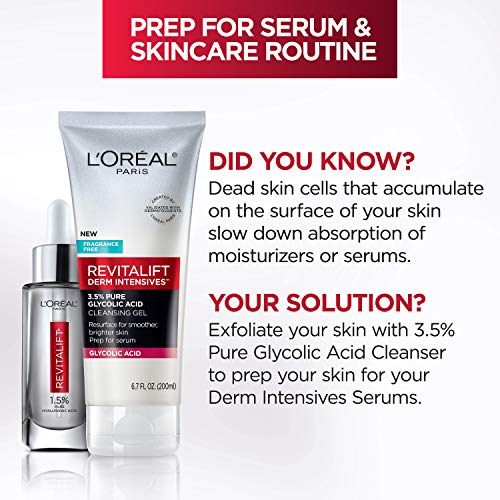 L'Oreal Paris Skincare Revitalift Derm Intensives Gel Cleanser with 3.5% Pure...