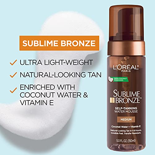 L'Oreal Paris Skincare Sublime Bronze Hydrating Self-Tanning Water Mousse, Qu...