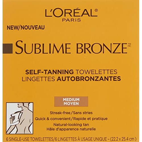 L'Oreal Paris Skincare Sublime Bronze Self-Tanning Towelettes, Streak-Free, N...