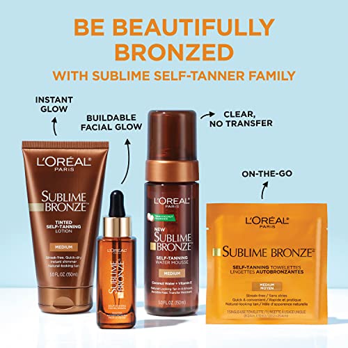 L'Oreal Paris Sublime Bronze Self Tan Drops for Face, Hyaluronic Acid, Self-T...