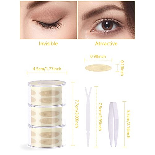 1800 Pieces Breathable Eyelid Tape, Lorvain 3 Rolls Invisible Eye Stickers St...