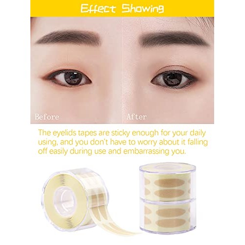 1800 Pieces Breathable Eyelid Tape, Lorvain 3 Rolls Invisible Eye Stickers St...