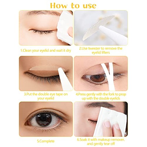 1800 Pieces Breathable Eyelid Tape, Lorvain 3 Rolls Invisible Eye Stickers St...
