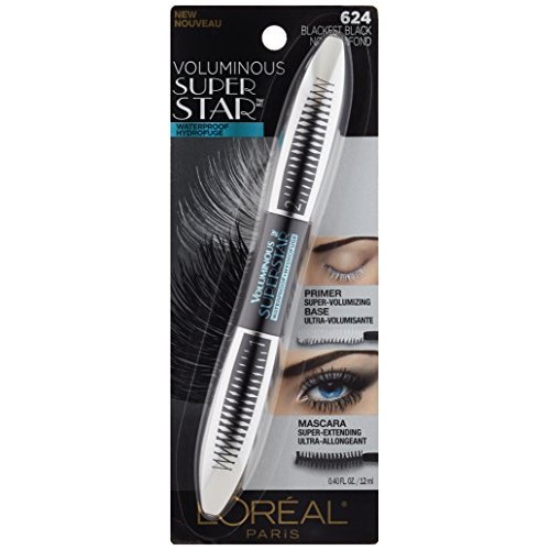 L'Oreal Paris Cosmetics Voluminous Superstar Waterproof Mascara, Blackest Bla...