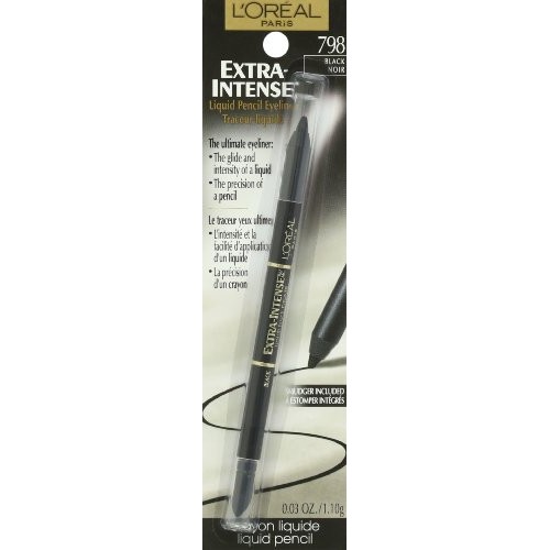 L'Oreal Paris Extra-Intense Pencil Eyeliner, Black, 0.03 oz; (Packaging May V...