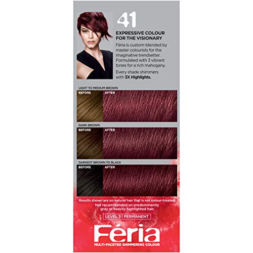 L'Oreal Paris Feria Multi-Faceted Shimmering Permanent Hair Color, 41 Crushed...