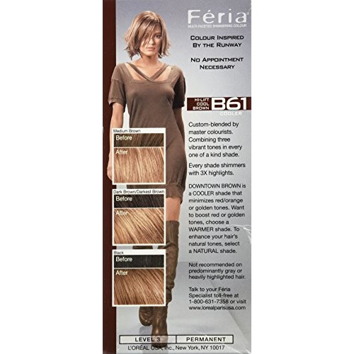 L'Oreal Paris Feria Multi-Faceted Shimmering Permanent Hair Color, B61 Downto...