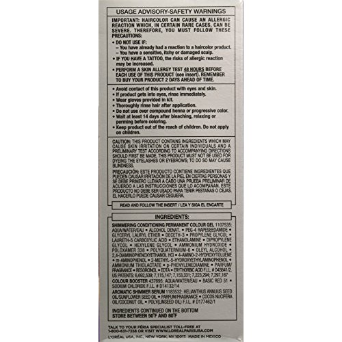 L'Oreal Paris Feria Multi-Faceted Shimmering Permanent Hair Color Hair Dye, V...