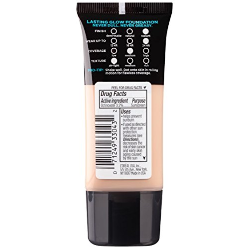 L'Oreal Paris Makeup Infallible Up To 24HR Pro-Glow Foundation, 202 Creamy Na...
