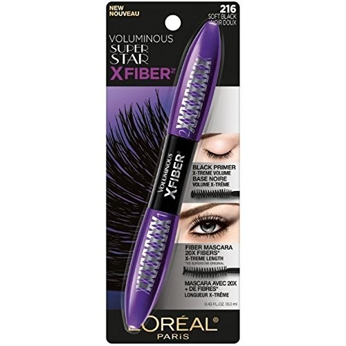 L'Oreal Paris Makeup Voluminous X Fiber Mascara with Black Primer, 1 Tube