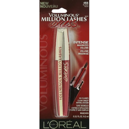 L'Oreal Paris Voluminous Million Lashes Excess Washable Mascara, Black, 0.31 ...