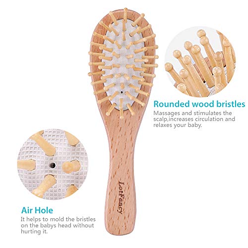 3 Pack Baby Hair Brush and Comb Set for Newborns, Soft Goat Bristle Brush for...