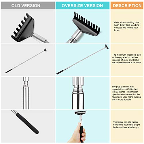Oversized Portable Extendable Back Scratcher, Upgraded Metal Stainless Steel ...
