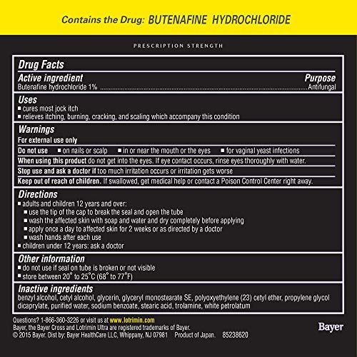 Lotrimin Ultra Antifungal Jock Itch Cream, Prescription Strength Butenafine H...