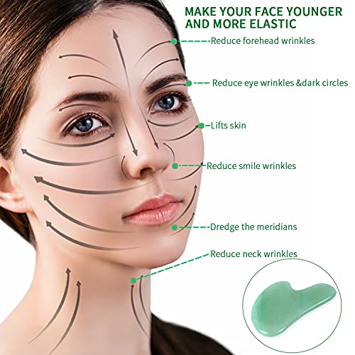 Gua Sha, Gua Sha Facial tools, Natural Jade Guasha Tool for Face Microcircula...