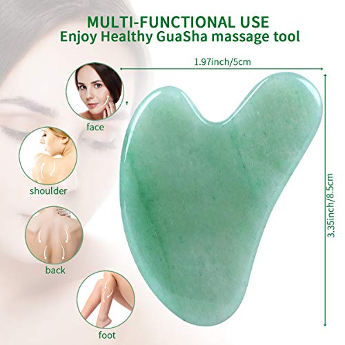 Gua Sha, Gua Sha Facial tools, Natural Jade Guasha Tool for Face Microcircula...