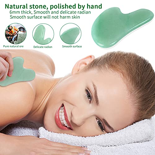 Gua Sha, Gua Sha Facial tools, Natural Jade Guasha Tool for Face Microcircula...