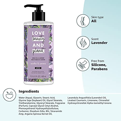 Love Beauty and Planet Body Lotion Argan Oil and Lavender 13.5 oz