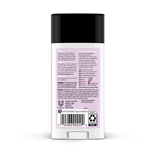 Love Beauty And Planet Deodorant, Argan Oil and Lavender, 2.95 Oz