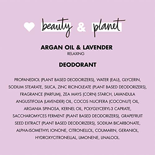 Love Beauty And Planet Deodorant, Argan Oil and Lavender, 2.95 Oz