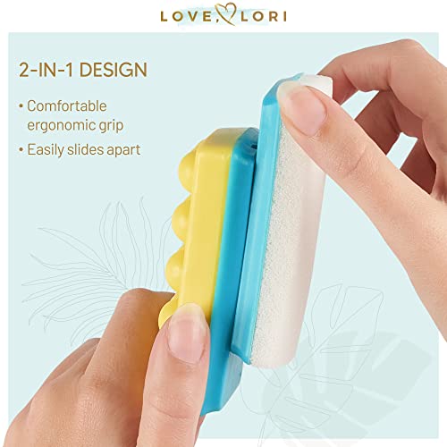 Foot Scrubber Pumice Stone for Feet by Love Lori - 2 in 1 Moisturizing Soap a...