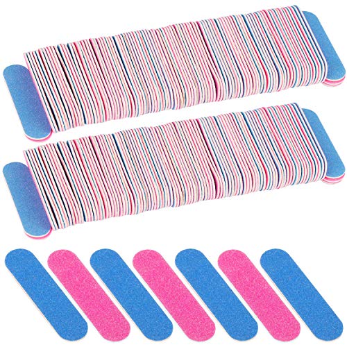 300 Pack Mini Disposable Nail Files Double Sided Emery Boards Manicure Pedicu...
