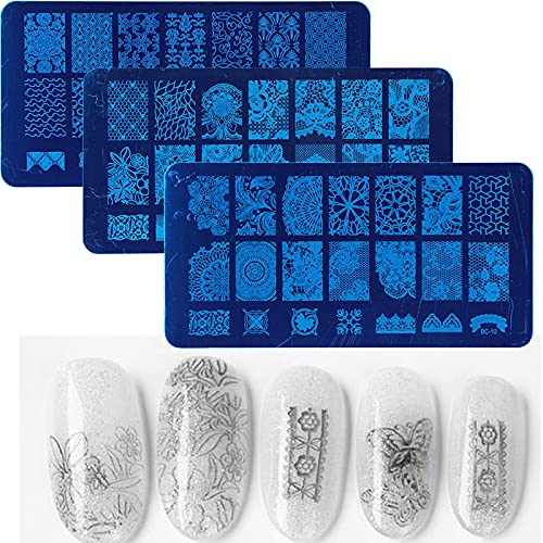Nail Art Kit Tools 3pc Mandala Flower Nail Stamping Plate Rhinestones Gold Be...